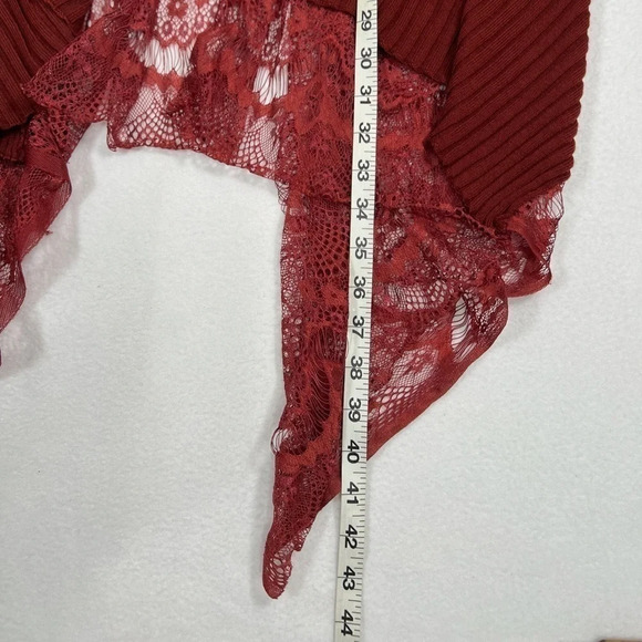 COCO + CARMEN Women’s Bohemian‎ Red Vest Embroidered Lace with Pockets One Size - Picture 12 of 14